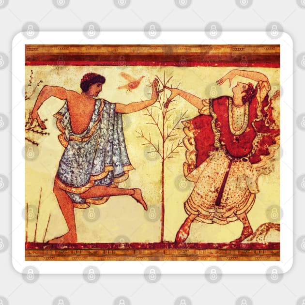 ETRUSCAN DANCERS Antique Tarquinia Fresco Sticker by BulganLumini